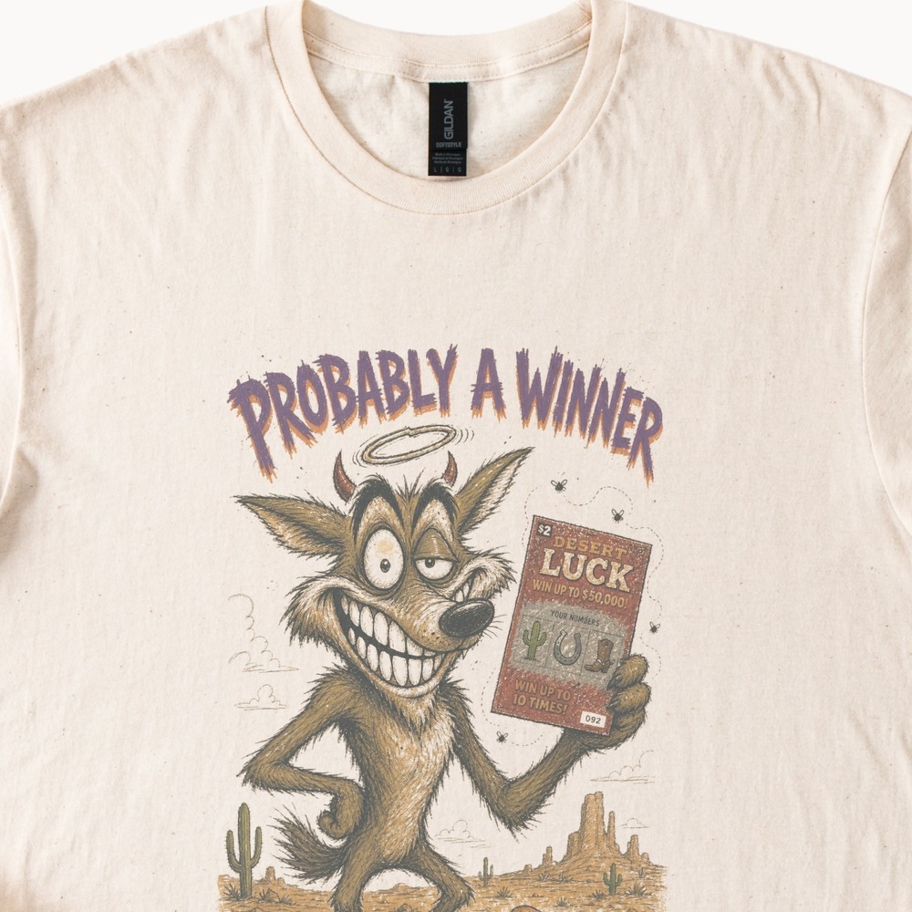 Desert Luck Lottery Graphic Tee Funny Creature Cartoon Art
